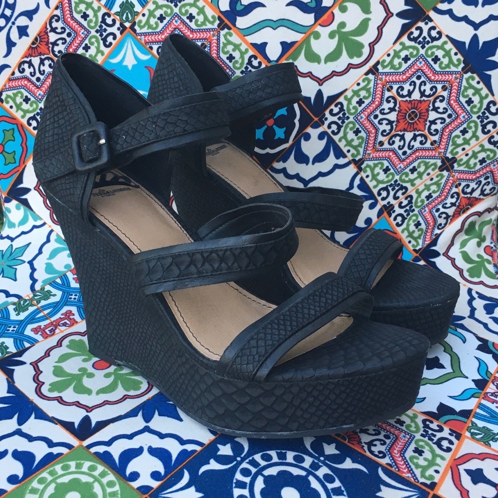 Fergalicious Black Wedge Sandals